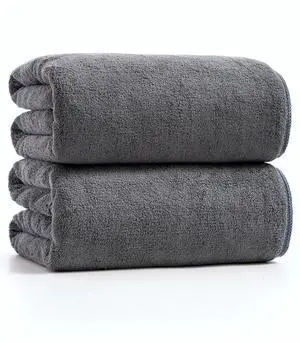2-Piece Bath Towel Set - Ultra Soft Highly Absorbent No Fuzz Quick-Dry Microfiber Bath Sheets for Gym, Spa, and Salon -Dark Grey, 28 x 55 inches 2-Piece Bath Towel Set - Ultra Soft Highly Absorbent No Fuzz Quick-Dry Microfiber Bath Sheets for Gym, Spa, and Salon -Dark Grey, 28 x 55 inches