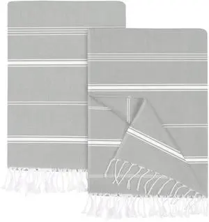 Pack of 2 Turkish Beach Towel (40x72 Inches), Oversized 100% Cotton Sand Free Lightweight Absorbent Quick-Dry Beach Blanket, Extra Large Turkish Bath Towels for Travel (Cool Grey) Pack of 2 Turkish Beach Towel (40x72 Inches), Oversized 100% Cotton Sand Free Lightweight Absorbent Quick-Dry Beach Blanket, Extra Large Turkish Bath Towels for Travel (Cool Grey)