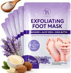Foot Peeling Mask (6 pairs) Exfoliating Foot Mask for Dry Cracked Feet with Lavender & Shea Butter, Dead Skin & Callus Remover for Feet, Exfoliating Socks for Women & Men, One Size Fits Most Foot Peeling Mask (6 pairs) Exfoliating Foot Mask for Dry Cracked Feet with Lavender & Shea Butter, Dead Skin & Callus Remover for Feet, Exfoliating Socks for Women & Men, One Size Fits Most
