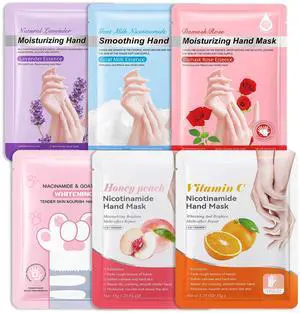 Hydrating Hand Masks, 6PCS Hand Mask Moisturizing Gloves for Men Women, Smooth Long Lasting Soft Exfoliating Hand Peeling Spa Mask Moisturizer Beauty Gift Set for Dry Cracked Rough Dull HandsA) Hydrating Hand Masks, 6PCS Hand Mask Moisturizing Gloves for Men Women, Smooth Long Lasting Soft Exfoliating Hand Peeling Spa Mask Moisturizer Beauty Gift Set for Dry Cracked Rough Dull HandsA)
