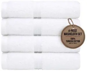 Luxury & Soft Washcloths Set of 4 (12"" x 12"") Hotel Quality, Versatile as, Face Towels, Hand Towels, 100% Cotton Wash Cloths, Makeup Towels, Hotel Rags -%100 Cotton - White Luxury & Soft Washcloths Set of 4 (12"" x 12"") Hotel Quality, Versatile as, Face Towels, Hand Towels, 100% Cotton Wash Cloths, Makeup Towels, Hotel Rags -%100 Cotton - White