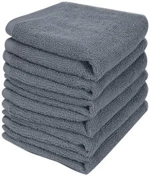 6 Pack 100% Cotton Wash Cloth, 12x12 Inch, Grey 6 Pack 100% Cotton Wash Cloth, 12x12 Inch, Grey
