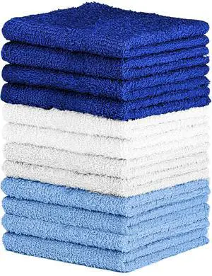 100% Cotton Washcloth Set Soft, Absorbent Face Towels for Bathroom & Gym Use Durable & Reusable Wash Cloths - (Blue, White and Navy (12x12), (Pack of 12) 100% Cotton Washcloth Set Soft, Absorbent Face Towels for Bathroom & Gym Use Durable & Reusable Wash Cloths - (Blue, White and Navy (12x12), (Pack of 12)
