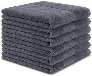 100% Cotton Wash Cloth, 12x12 Inch, 6 Pack, Grey 100% Cotton Wash Cloth, 12x12 Inch, 6 Pack, Grey
