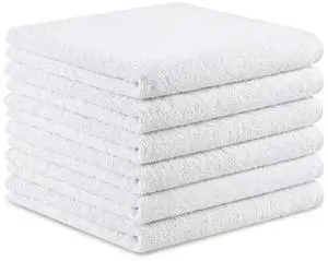 6 Pack 100% Cotton Wash Cloth, 12x12 Inch Highly Absorbent and Soft Feel Fingertip Towels, Machine Washable Washcloths for Bathroom, Gym, Hotel, Spa and Kitchen, White 6 Pack 100% Cotton Wash Cloth, 12x12 Inch Highly Absorbent and Soft Feel Fingertip Towels, Machine Washable Washcloths for Bathroom, Gym, Hotel, Spa and Kitchen, White