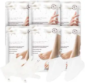 Hydrating Hand Foot Masks Set for Women Men,3 Pack Glove Mask for Dry Hand & 3 Pack Socks Mask for Dry Cracked FeetMilk Hydrating Hand Foot Masks Set for Women Men,3 Pack Glove Mask for Dry Hand & 3 Pack Socks Mask for Dry Cracked FeetMilk