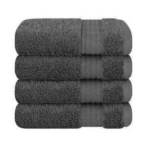 100% Cotton Turkish Towel Set, Soft Absorbent Quick Dry, 4 Piece Washcloth Set, Dark Gray 100% Cotton Turkish Towel Set, Soft Absorbent Quick Dry, 4 Piece Washcloth Set, Dark Gray