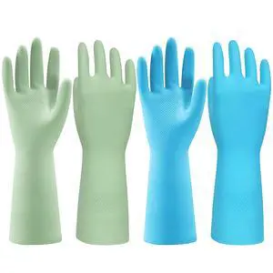Kitchen Dishwashing Gloves, Durable and Reusable Rubber with Non-Slip Grip, For Household Chores, Multi-purpose Use for Pantry, Bathroom Laundry, Medium, 12-inch Long Cuff, 2 Pairs, Green & Blue Kitchen Dishwashing Gloves, Durable and Reusable Rubber with Non-Slip Grip, For Household Chores, Multi-purpose Use for Pantry, Bathroom Laundry, Medium, 12-inch Long Cuff, 2 Pairs, Green & Blue