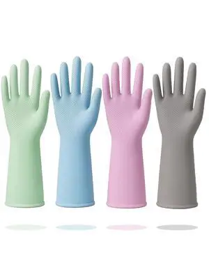 Rubber Cleaning Gloves for Dishwashing, 4 Pairs Reusable Kitchen Gloves | Kitchen Gloves for Washing Dishes, Non-Slip Grip, Long-lasting Latex Free Household Gloves for Woman Men, Bathroom, Large Rubber Cleaning Gloves for Dishwashing, 4 Pairs Reusable Kitchen Gloves | Kitchen Gloves for Washing Dishes, Non-Slip Grip, Long-lasting Latex Free Household Gloves for Woman Men, Bathroom, Large