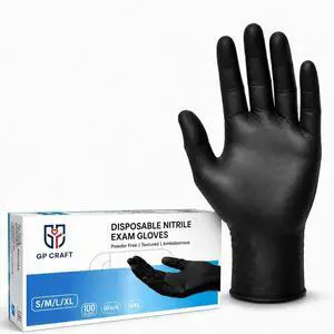 5 Mil Black Disposable Nitrile Gloves, Food Safe, 100 Count M | Latex & Powder Free, Cleaning, Food Prep, Kitchen, Cooking, Hair Dye, Hair Coloring, Nail Tech, Barber, Tattoo, Salon Use 5 Mil Black Disposable Nitrile Gloves, Food Safe, 100 Count M | Latex & Powder Free, Cleaning, Food Prep, Kitchen, Cooking, Hair Dye, Hair Coloring, Nail Tech, Barber, Tattoo, Salon Use