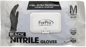 Disposable Black Nitrile Gloves, 4 Mil, Powder-Free Latex-Free, Chemical Resistant Non-Sterile Food Safe Gloves, Medium, 30 Count, Multi-Purpose for Salon, Medical Exam, Cleaning, Spa & Household Task Disposable Black Nitrile Gloves, 4 Mil, Powder-Free Latex-Free, Chemical Resistant Non-Sterile Food Safe Gloves, Medium, 30 Count, Multi-Purpose for Salon, Medical Exam, Cleaning, Spa & Household Task
