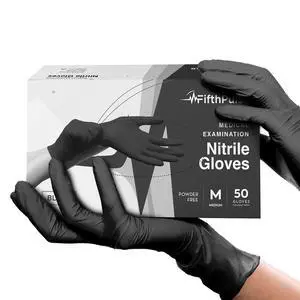 Black Gloves Disposable Latex Free Medium, 50 Count - Medical and Dental Grade Surgical Gloves - Powder Free Nitrile Gloves Medium - 3 Mil Thickness Black Gloves Disposable Latex Free Medium, 50 Count - Medical and Dental Grade Surgical Gloves - Powder Free Nitrile Gloves Medium - 3 Mil Thickness