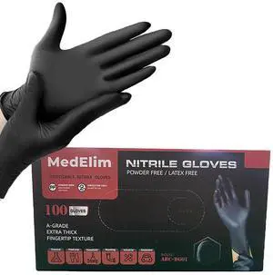 Medium Black Disposable Nitrile Gloves - 5 Mil, Latex & Powder Free, Textured, Food Safe - Pack of 100; Ideal Cleaning Supplies, Gloves Disposable Latex Free Medium Black Disposable Nitrile Gloves - 5 Mil, Latex & Powder Free, Textured, Food Safe - Pack of 100; Ideal Cleaning Supplies, Gloves Disposable Latex Free