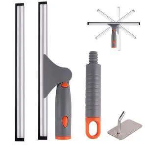 Swivel Shower Squeegee for Glass Doors, All-Purpose Anti-Slip Window Squeegee with 2 Blades, Window Cleaner Tool Bathroom Squeegee for Shower Doors, Tile Shower WallsMirrors,Car Windshields Swivel Shower Squeegee for Glass Doors, All-Purpose Anti-Slip Window Squeegee with 2 Blades, Window Cleaner Tool Bathroom Squeegee for Shower Doors, Tile Shower WallsMirrors,Car Windshields