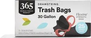 Flextra Strength Drawstring Trash Bags, 30 Gallon, 25 Count Flextra Strength Drawstring Trash Bags, 30 Gallon, 25 Count