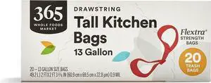 Flextra Strength Drawstring Tall Kitchen Trash Bags, 13 Gallon, 20 Count Flextra Strength Drawstring Tall Kitchen Trash Bags, 13 Gallon, 20 Count