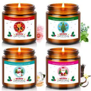 Christmas Candle Set,4 Pack Natural Soy Candles for Home Scented Christmas Candle Set,4 Pack Natural Soy Candles for Home Scented