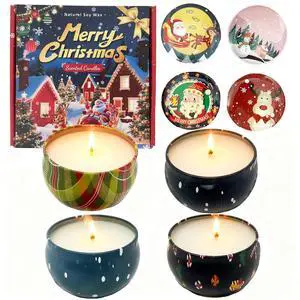 Christmas Scented Candle Set - 4 Pack (2.5oz Each) - Holiday Scents: Cranberry, Apple Cinnamon, Mistletoe & Christmas Wreath - Natural Soy Wax, Festive Aromatherapy Gifts Christmas Scented Candle Set - 4 Pack (2.5oz Each) - Holiday Scents: Cranberry, Apple Cinnamon, Mistletoe & Christmas Wreath - Natural Soy Wax, Festive Aromatherapy Gifts