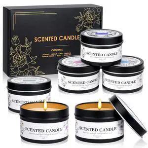 Scented Candles for Women and Men, 6 Pack Aromatherapy Candles for Home Scented, Natural Soy Jar Candle Bulk Gift Set for Christmas Birthday Thanksgiving Mother Coworker Scented Candles for Women and Men, 6 Pack Aromatherapy Candles for Home Scented, Natural Soy Jar Candle Bulk Gift Set for Christmas Birthday Thanksgiving Mother Coworker
