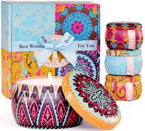 Candle Gift Set for Women, 4 Pack Long Lasting Lavender Scented Soy Candles, Aromatherapy Candles for Home Relaxation, Ideal Gift for Birthday, Thanksgiving, Mother's Day, Valentine's Day Candle Gift Set for Women, 4 Pack Long Lasting Lavender Scented Soy Candles, Aromatherapy Candles for Home Relaxation, Ideal Gift for Birthday, Thanksgiving, Mother's Day, Valentine's Day