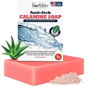 Natural Instant Itch Relief Soap Bar - Calming Calamine Soap for Itchy Skin, Bug Insect Mosquito or Ant Bite, Eczema, Poison Ivy Rash, Chicken Pox - Pure Raw Anti-Itch Defense Cleansing Skincare Natural Instant Itch Relief Soap Bar - Calming Calamine Soap for Itchy Skin, Bug Insect Mosquito or Ant Bite, Eczema, Poison Ivy Rash, Chicken Pox - Pure Raw Anti-Itch Defense Cleansing Skincare
