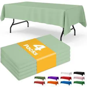 Sage Green Plastic Table Cloth Disposable, 4 Pack, 54 x 108 in | Rectangle, 6 ft Tables, Party Holiday Gathering Sage Green Plastic Table Cloth Disposable, 4 Pack, 54 x 108 in | Rectangle, 6 ft Tables, Party Holiday Gathering