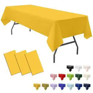 3-Pack Premium Plastic Yellow Tablecloth Disposable 54" x 108" Rectangle Table Cover Party PEVA Table Cloths for Parties Birthday Wedding Graduation Banquet Fits up to 8 ft Long Tables 3-Pack Premium Plastic Yellow Tablecloth Disposable 54" x 108" Rectangle Table Cover Party PEVA Table Cloths for Parties Birthday Wedding Graduation Banquet Fits up to 8 ft Long Tables