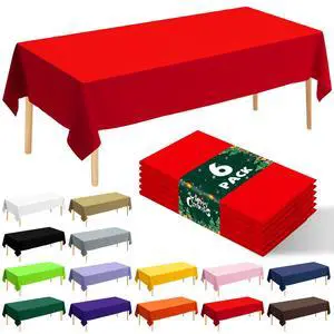 6 Pack Premium Disposable Plastic Tablecloth 54" x 108" Party Table Cloths Disposable for 6 to 8 Foot Tables Indoor or Outdoor Parties Birthdays Weddings Christmas Anniversary Buffet Table (Red) 6 Pack Premium Disposable Plastic Tablecloth 54" x 108" Party Table Cloths Disposable for 6 to 8 Foot Tables Indoor or Outdoor Parties Birthdays Weddings Christmas Anniversary Buffet Table (Red)