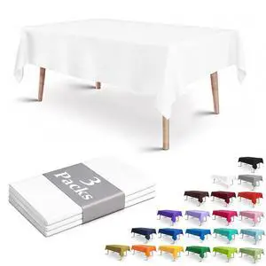 White Plastic Tablecloth 3 Packs 54 x 108 Disposable Table Cloth | for Rectangle Tables, Leakproof Sturdy Stain-Resistant Thick Parties Tablecloths(White|3 Packs|54x108 Inch) White Plastic Tablecloth 3 Packs 54 x 108 Disposable Table Cloth | for Rectangle Tables, Leakproof Sturdy Stain-Resistant Thick Parties Tablecloths(White|3 Packs|54x108 Inch)
