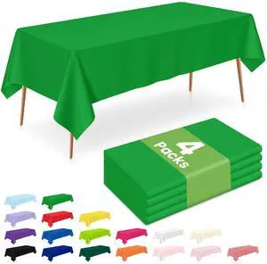 Green Plastic Table Cloth Disposable, 4 Pack, 54 x 108 Inch | Rectangle Tablecloth for St Patricks Day, Birthday Party, Christmas Decorations, Plastic Table Cover Green Plastic Table Cloth Disposable, 4 Pack, 54 x 108 Inch | Rectangle Tablecloth for St Patricks Day, Birthday Party, Christmas Decorations, Plastic Table Cover
