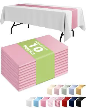 Light Pink Plastic Table Runners - 10 Pack, 14'' x 108'', Water Resistant & Disposable Centerpiece Decorations for Table Cloth, Wedding, Birthday, Holiday, Baby Shower, Party, Home Decor Light Pink Plastic Table Runners - 10 Pack, 14'' x 108'', Water Resistant & Disposable Centerpiece Decorations for Table Cloth, Wedding, Birthday, Holiday, Baby Shower, Party, Home Decor