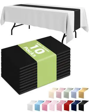 Black Plastic Table Runners - 10 Pack, 14'' x 108'', Water Resistant & Disposable Centerpiece Decorations for Table Cloth, Wedding, Birthday, Holiday, Baby Shower, Party, Home Decor Black Plastic Table Runners - 10 Pack, 14'' x 108'', Water Resistant & Disposable Centerpiece Decorations for Table Cloth, Wedding, Birthday, Holiday, Baby Shower, Party, Home Decor