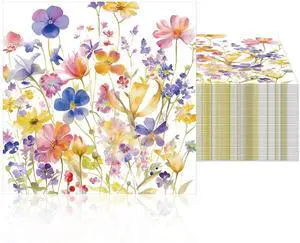 60 Pcs Wildflower Napkins, Floral Paper Napkins Disposable Flower Cocktail Napkins For Spring Summer Picnic Wedding Baby Shower Birthday Tea Birthday Spring Tea Party6.5 x 6.5 Inch 60 Pcs Wildflower Napkins, Floral Paper Napkins Disposable Flower Cocktail Napkins For Spring Summer Picnic Wedding Baby Shower Birthday Tea Birthday Spring Tea Party6.5 x 6.5 Inch