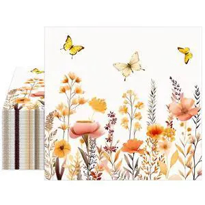 40Pcs Floral Paper Napkins Disposable, Decorative Flower Luncheon Napkins for Baby Shower Wedding Anniversary Birthday Fall Party 6.5 x 6.5 Inches 40Pcs Floral Paper Napkins Disposable, Decorative Flower Luncheon Napkins for Baby Shower Wedding Anniversary Birthday Fall Party 6.5 x 6.5 Inches