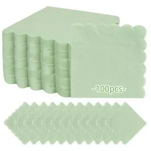 100PCS Cocktail Napkins Paper- 2-Ply Sage Green Scalloped Napkins Disposable Decorative Bulk for Dinner Wedding Birthday Party Baby Shower Dessert Easter Lightweight Folded 5x5 Inches 100PCS Cocktail Napkins Paper- 2-Ply Sage Green Scalloped Napkins Disposable Decorative Bulk for Dinner Wedding Birthday Party Baby Shower Dessert Easter Lightweight Folded 5x5 Inches