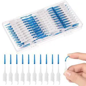 250 Dental Floss Picks, Silicone Interdental Brushes, Blue | Soft Silicone Tip, 2-In-1 Brush And Pick, Portable Case, For Tight Spaces And Daily Teeth Cleaning 250 Dental Floss Picks, Silicone Interdental Brushes, Blue | Soft Silicone Tip, 2-In-1 Brush And Pick, Portable Case, For Tight Spaces And Daily Teeth Cleaning