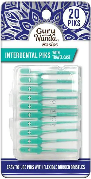 Interdental Picks with Travel Case - Floss Tooth Pick for Teeth Cleaning - Flexible Rubber Bristles - 20 Picks Interdental Picks with Travel Case - Floss Tooth Pick for Teeth Cleaning - Flexible Rubber Bristles - 20 Picks