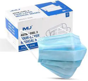 ASTM Level 3 Disposable Face Mask 4-Ply for Adult, 50 Pack, Blue | Medical Grade Masks, 98% Filtration, Breathable & Comfortable ASTM Level 3 Disposable Face Mask 4-Ply for Adult, 50 Pack, Blue | Medical Grade Masks, 98% Filtration, Breathable & Comfortable