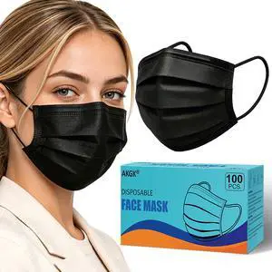 100Pcs Disposable Face Masks, Black Face Mask, 3 Ply Disposable Mask | Breathable Mask For Adults, Great For Outdoors, Home, Office, School 100Pcs Disposable Face Masks, Black Face Mask, 3 Ply Disposable Mask | Breathable Mask For Adults, Great For Outdoors, Home, Office, School