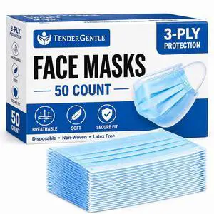 Disposable Face Masks for Adults - 50 Blue Medical Masks - 3 Ply Facemasks with Stretchable Ear Loops and Aluminum Nose Piece Disposable Face Masks for Adults - 50 Blue Medical Masks - 3 Ply Facemasks with Stretchable Ear Loops and Aluminum Nose Piece