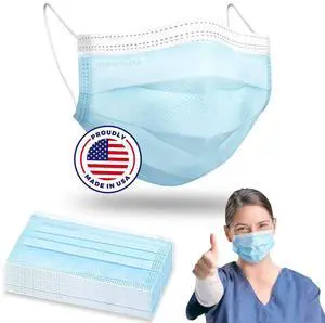 Made in USA ASTM Level 3 Face Mask Single Use Disposable 3-Ply Face Masks with Ear loops (Box of 50pcs) Made in USA ASTM Level 3 Face Mask Single Use Disposable 3-Ply Face Masks with Ear loops (Box of 50pcs)