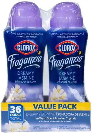 Fraganzia Scent Booster Crystals, Dreamy Jasmine, 18 Oz, 2 Pack | Add directly to washer with detergent, works in standard and high-efficiency machines, double-bottle value Fraganzia Scent Booster Crystals, Dreamy Jasmine, 18 Oz, 2 Pack | Add directly to washer with detergent, works in standard and high-efficiency machines, double-bottle value