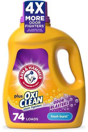 Plus OxiClean with Odor Blasters Liquid Laundry Detergent | Laundry Odor Remover, Attacks Stains, Fresh Burst Scent, 74 Loads, 96.2 Fl Oz Plus OxiClean with Odor Blasters Liquid Laundry Detergent | Laundry Odor Remover, Attacks Stains, Fresh Burst Scent, 74 Loads, 96.2 Fl Oz
