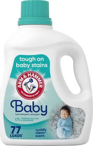 Baby Hypoallergenic Laundry Detergent Liquid, 100.5 Fl Oz | Tough on Baby Stains, No Preservatives, Dyes and Phosphates, Cuddly Clean Scent Baby Hypoallergenic Laundry Detergent Liquid, 100.5 Fl Oz | Tough on Baby Stains, No Preservatives, Dyes and Phosphates, Cuddly Clean Scent