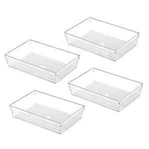 Clear Plastic Drawer Organizer Tray for Vanity Cabinet (9"×6"×2" Set of 4) For Office Bathroom Makeup Drawers Clear Plastic Drawer Organizer Tray for Vanity Cabinet (9"×6"×2" Set of 4) For Office Bathroom Makeup Drawers
