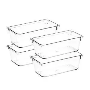 4 Pack Drawer Organizers, 3"X 6" Clear Acrylic Storage Bins 4 Pack Drawer Organizers, 3"X 6" Clear Acrylic Storage Bins