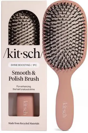 Smooth & Polish Brush Dual Bristle Detangler Brush, Shine & Frizz Control Vegan Boar & Nylon Hair Brush with Cushioned Pad for Scalp Massage Hair Care Tool for All Hair Types - Terracotta Smooth & Polish Brush Dual Bristle Detangler Brush, Shine & Frizz Control Vegan Boar & Nylon Hair Brush with Cushioned Pad for Scalp Massage Hair Care Tool for All Hair Types - Terracotta