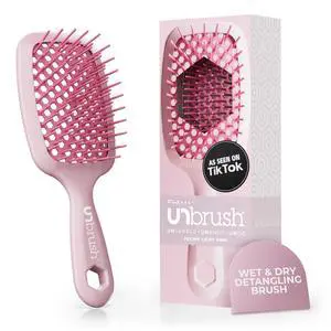 UNbrush Detangling Brush for Pain-Free Brushing on All Wet or Dry Hair Types Durable DuoFlex Anti-Static Bristles, Lightweight Handle, Vented Hair Brush, Peony Light Pink UNbrush Detangling Brush for Pain-Free Brushing on All Wet or Dry Hair Types Durable DuoFlex Anti-Static Bristles, Lightweight Handle, Vented Hair Brush, Peony Light Pink