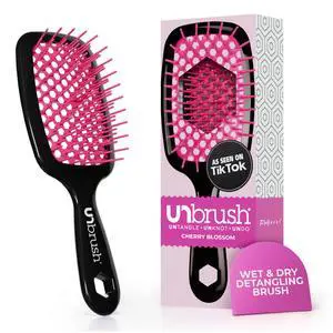 UNbrush Detangling Brush for Pain-Free Brushing on All Wet or Dry Hair Types Durable DuoFlex Anti-Static Bristles, Lightweight Handle, Vented Hair Brush, Cherry Blossom UNbrush Detangling Brush for Pain-Free Brushing on All Wet or Dry Hair Types Durable DuoFlex Anti-Static Bristles, Lightweight Handle, Vented Hair Brush, Cherry Blossom