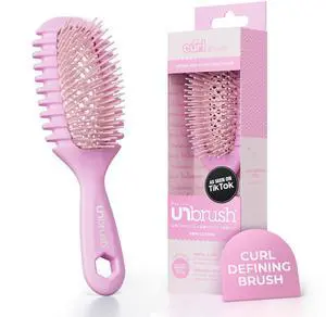 UNbrush Curl Defining Brush Wavy, Coily, and Curly Hair Brush with DuoFlex Bristles & StyleCurl Handle for Gentle Detangling & Faster Styling on Wet Hair - Pink Clouds UNbrush Curl Defining Brush Wavy, Coily, and Curly Hair Brush with DuoFlex Bristles & StyleCurl Handle for Gentle Detangling & Faster Styling on Wet Hair - Pink Clouds